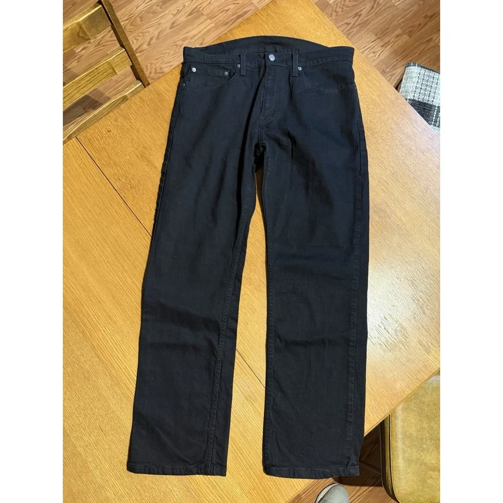 Levis 559 Jeans Mens 34x32 Black Dark Wash Relaxed Straight Stretch Denim Casual